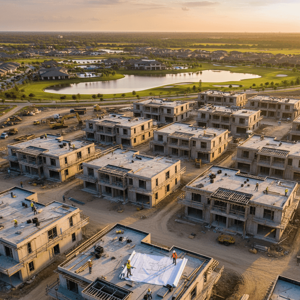 An image depicting an abstract representation of New Construction Community Video: Plan, Shoot, Partner