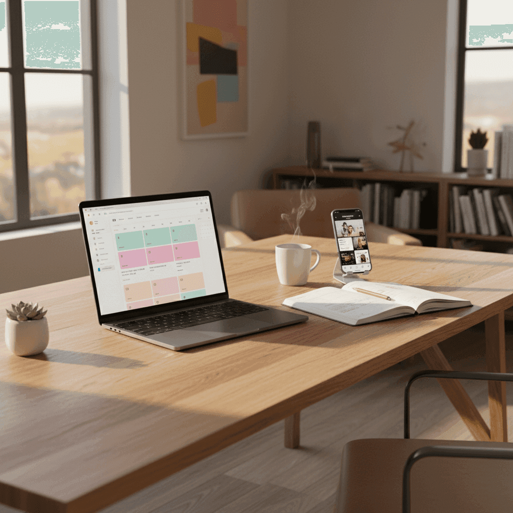 An image depicting an abstract representation of Social Media Scheduling Real Estate: Best Apps For Agents
