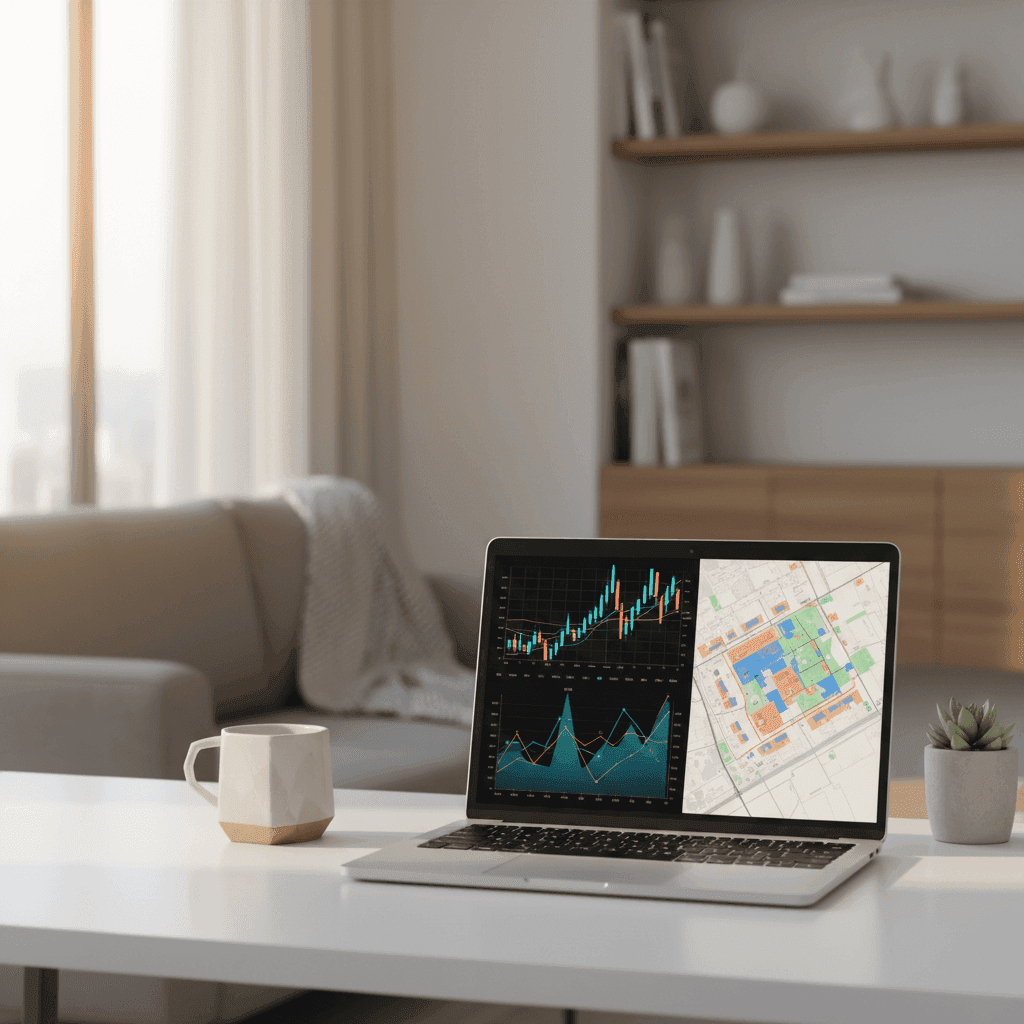 An image depicting an abstract representation of Real Estate Infographics: Create Shareable Market Data