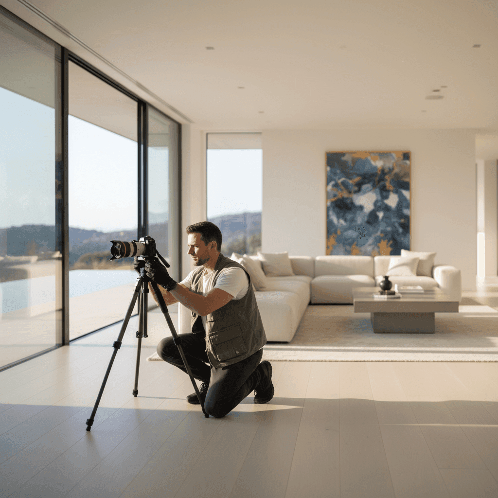 An image depicting an abstract representation of Real Estate Photography Gear: Best Cameras and Lenses