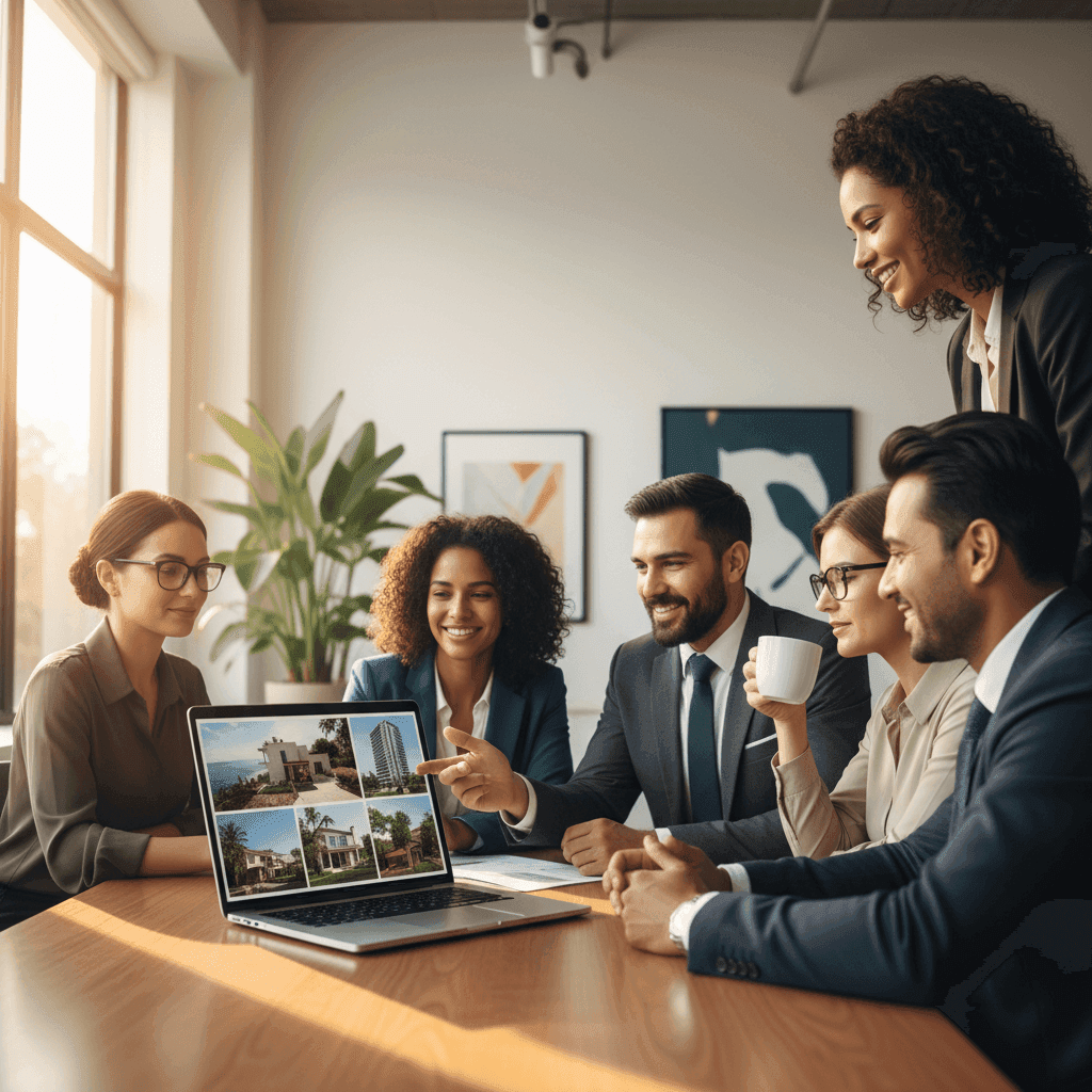 An image depicting an abstract representation of AI Video Generator Real Estate Team Software Guide