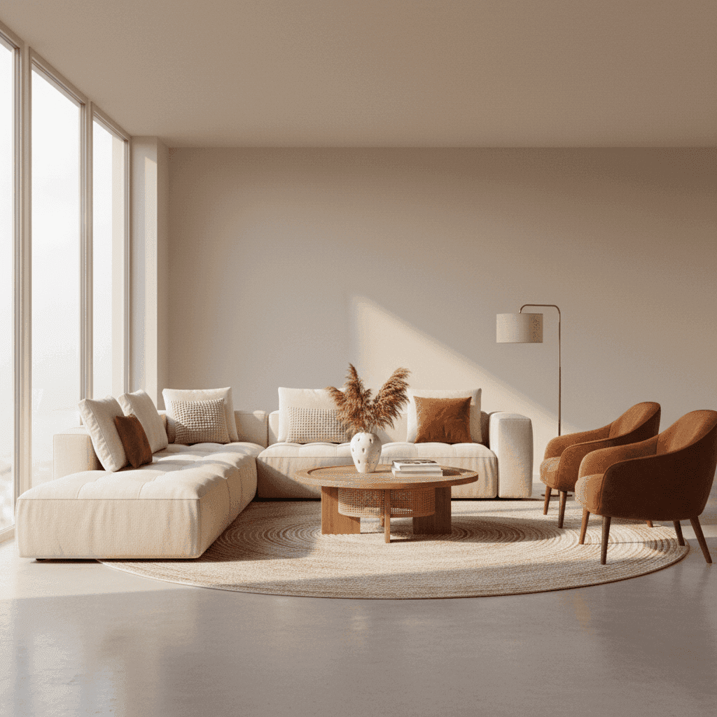An image depicting an abstract representation of AI Virtual Staging Video: Empty Room to Staged Walkthrough