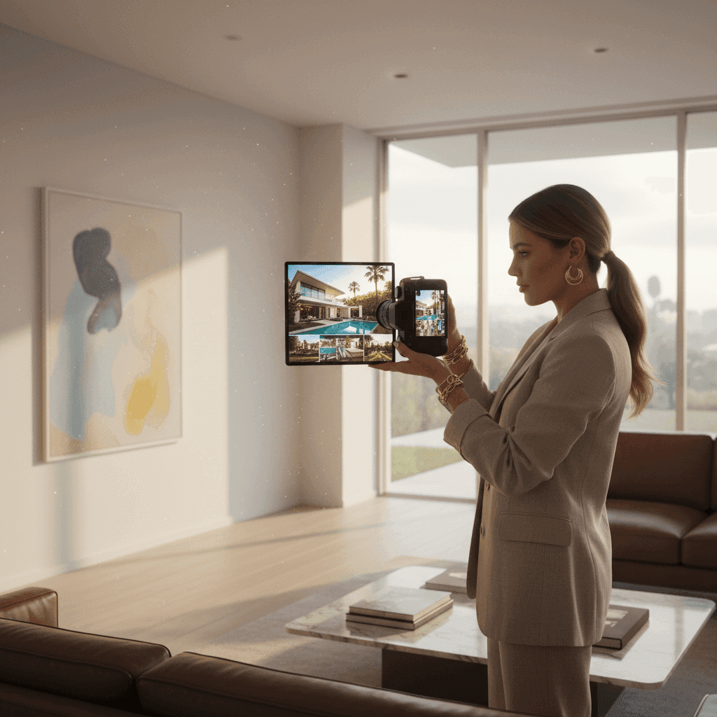An image depicting an abstract representation of Real Estate Photographer Social Media Playbook for Growth