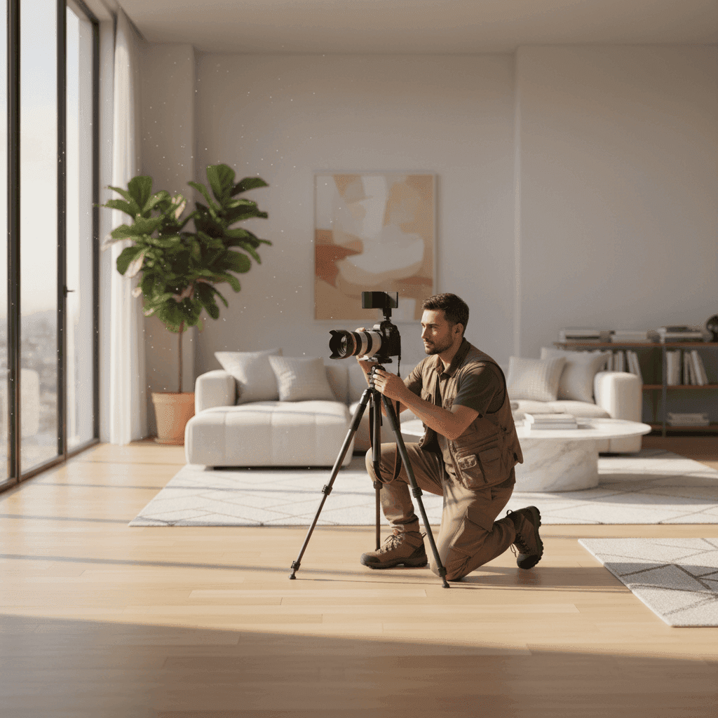 An image depicting an abstract representation of Real Estate Photography Gear Essentials Guide for Pros