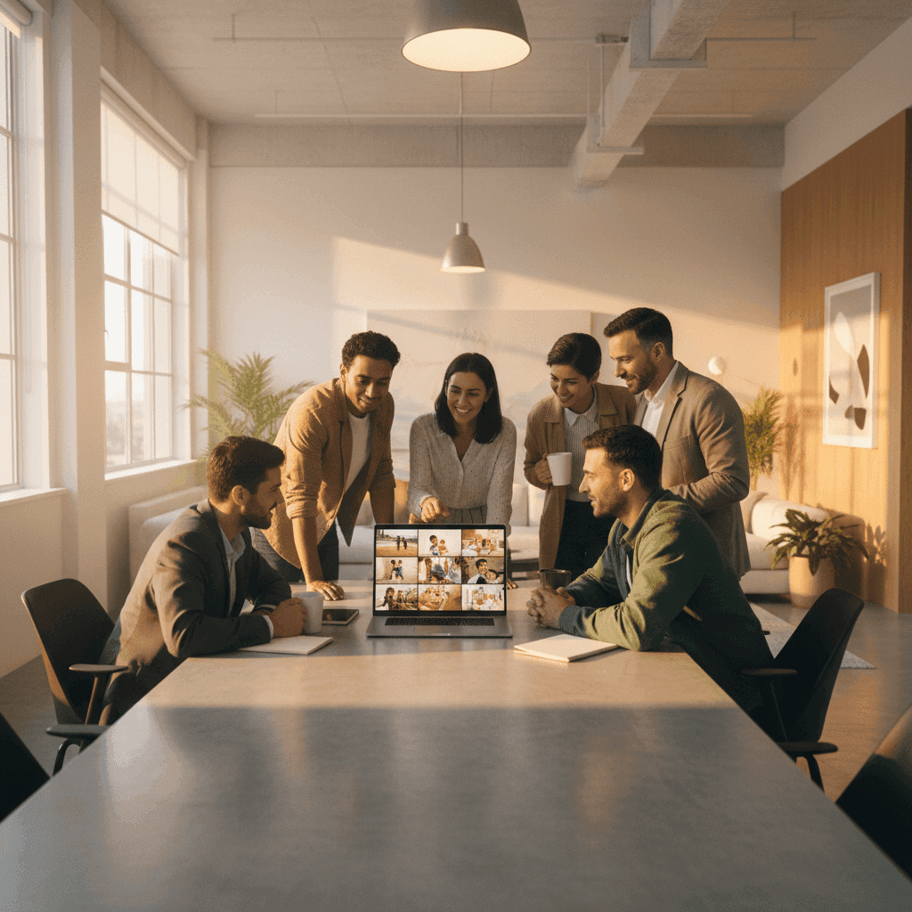 An image depicting an abstract representation of AI Video Generator Real Estate Team Marketing Software