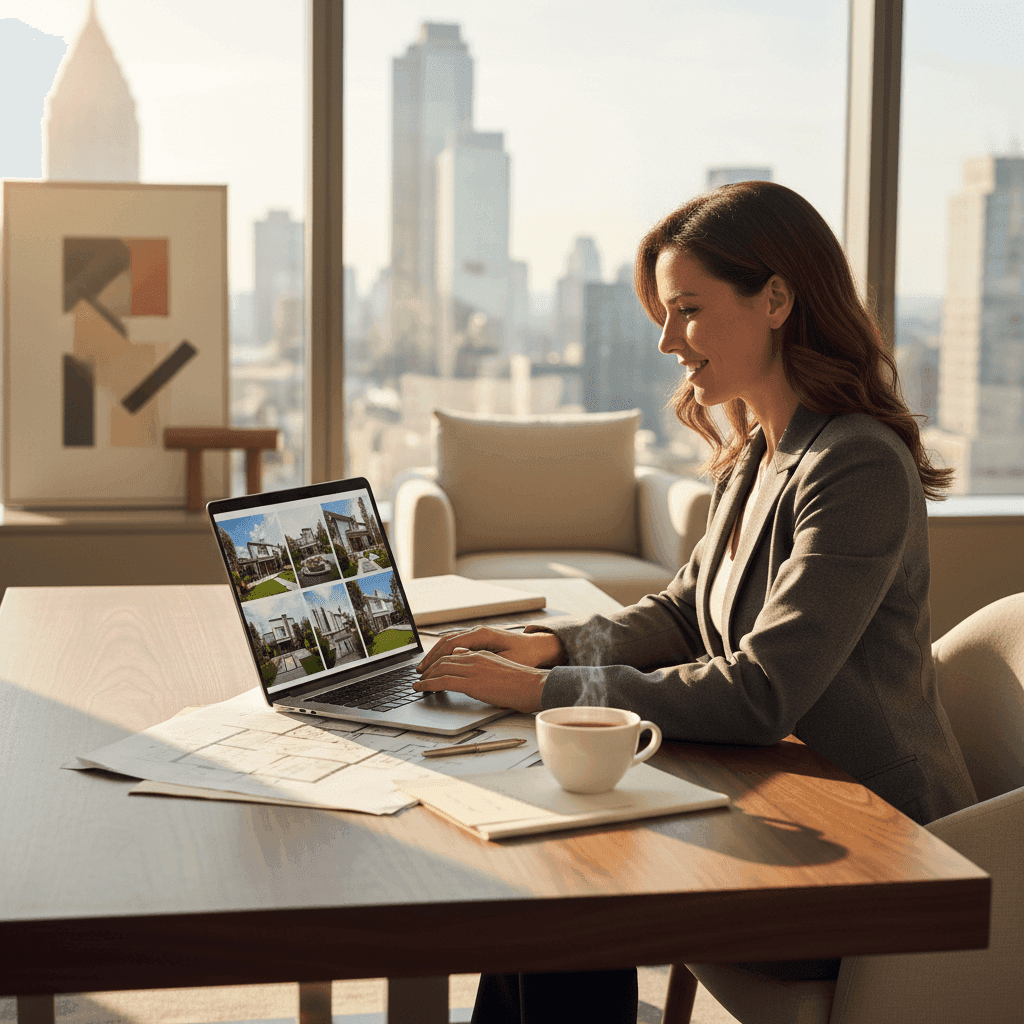 An image depicting an abstract representation of Automate Real Estate Marketing With Workflows And AI
