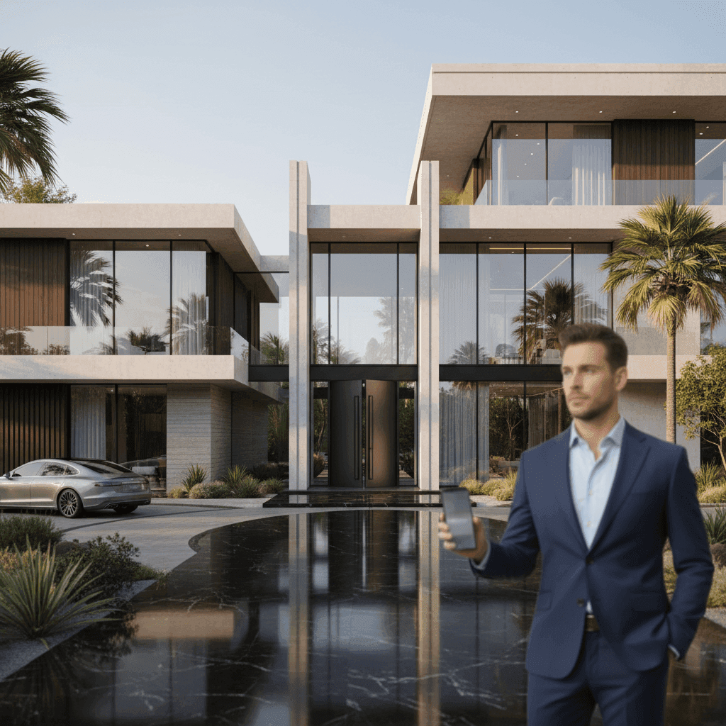 An image depicting an abstract representation of Luxury Listing Video AI: Create Cinematic Listing Videos