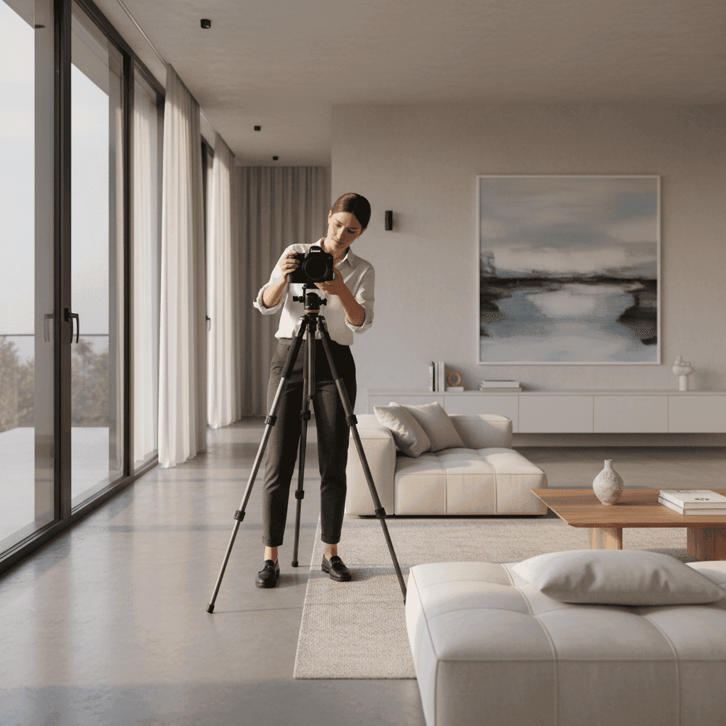 An image depicting an abstract representation of How to Start Real Estate Photography Business Step-by-Step
